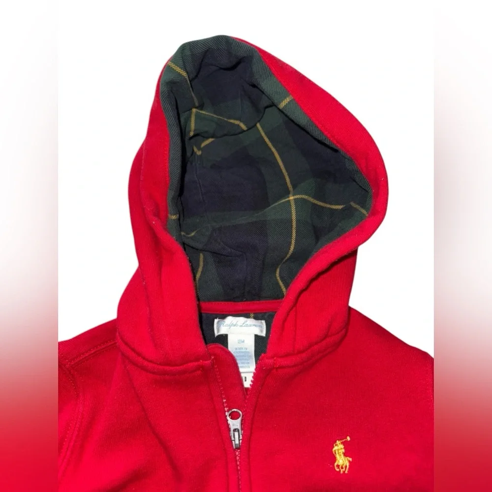 Ralph Lauren Kids Bright Red Zip-Up Hoodie Size 18 Month Baby